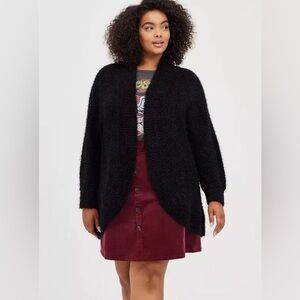 ❤️FINAL SALE❤️ Torrid Black Popcorn Open-Front Cocoon Kimono Sweater Size 2X